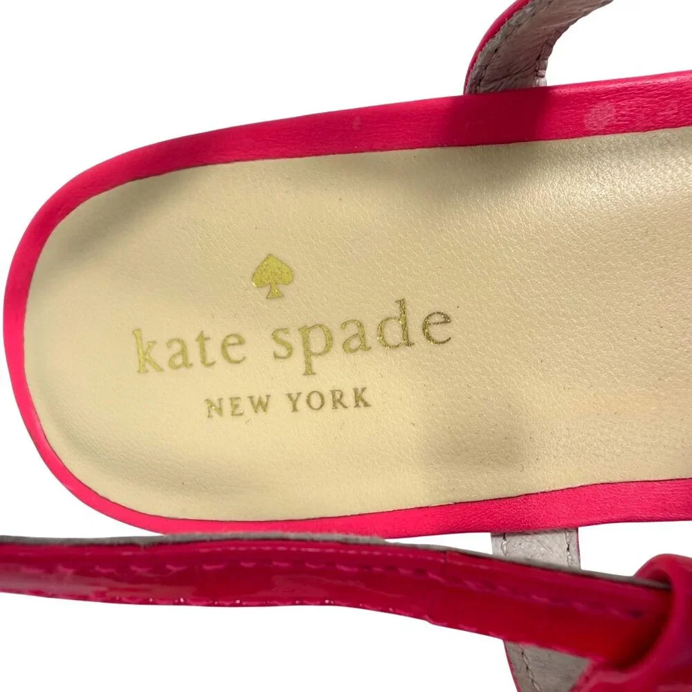 KATE SPADE Hot Pink Patent Cork Wedge Platform Sandal Strappy Heels Size 8